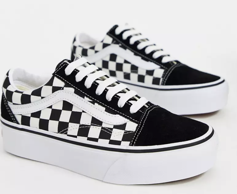 Zapatillas Vans Old Skool Platform Primary Checkerboard - Blk/Tr Wht